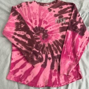 Victoria's Secret PINK Tie Dye Varsity Pullover Bubblegum Pink Maroon